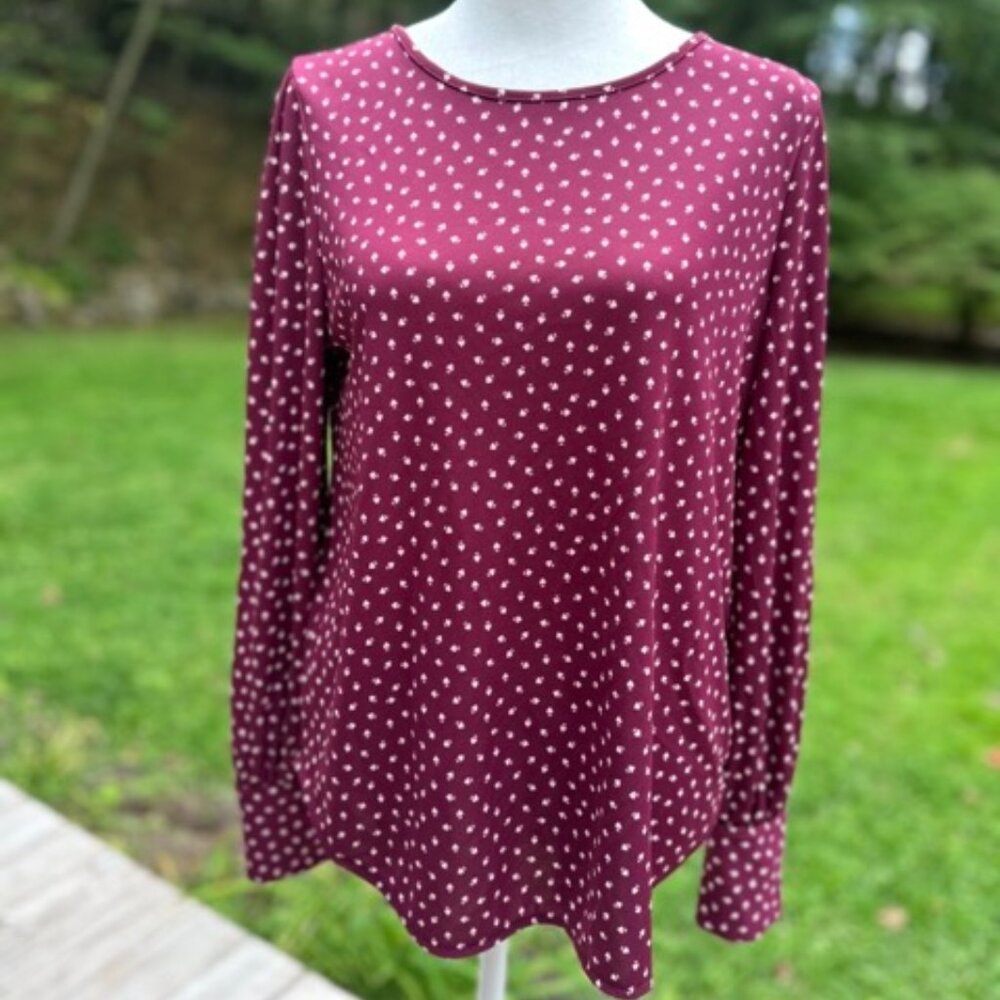 Ann Taylor Spades Print Blouse Long Sleeve - M